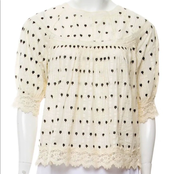 LoveShackFancy embroidered puff sleeve top - Picture 2 of 13